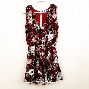 Burgundy floral romper